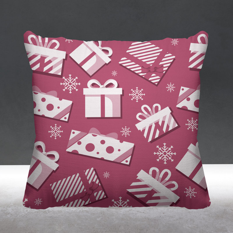 Coussin intérieur / extérieur Christmas Gift, L 17 po x H 17 po, Rose