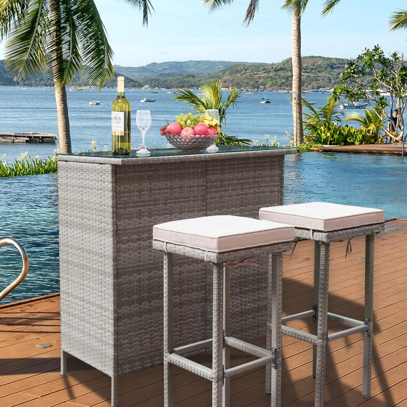 Hanneliese Bar Set, Beige, Gray, Gray