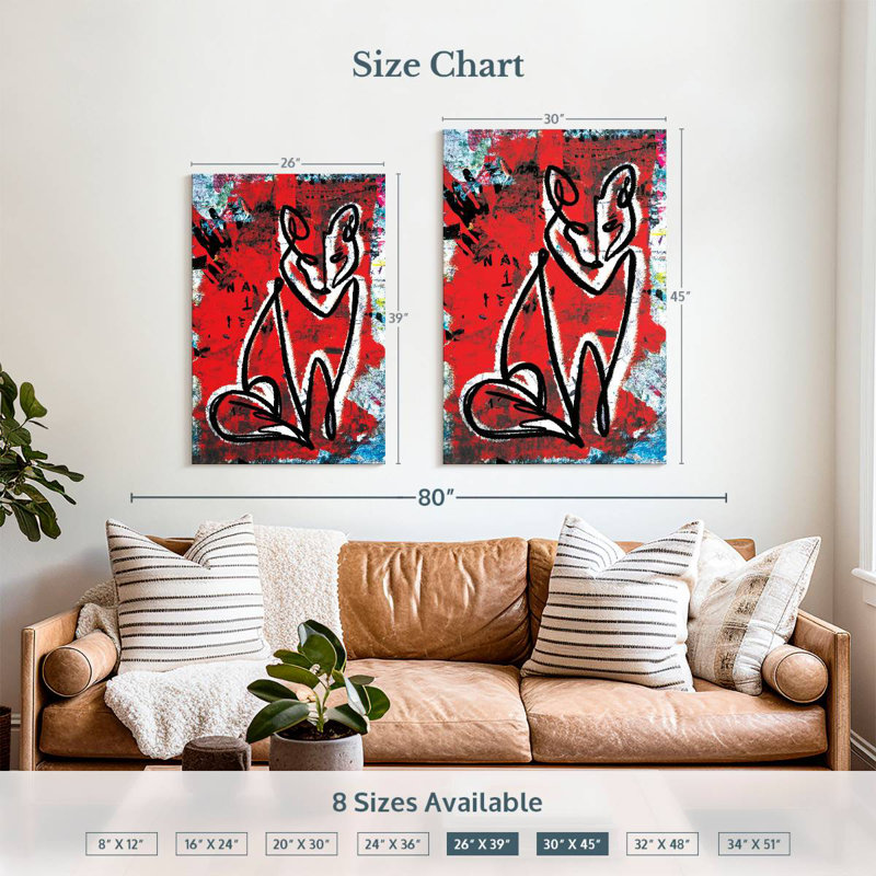 Renard Brampt abstrait, H 39 po x l 26 po