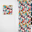 Natascha rose et bleu Mid-Century tendance motifs IV - Rideau abstrait - Velours obscurcissant - 1 panneau-792040701