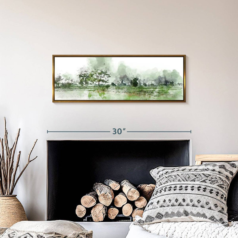 Champ paysage Wilbourn, Cadre flottant doré, 28 po x 10 po