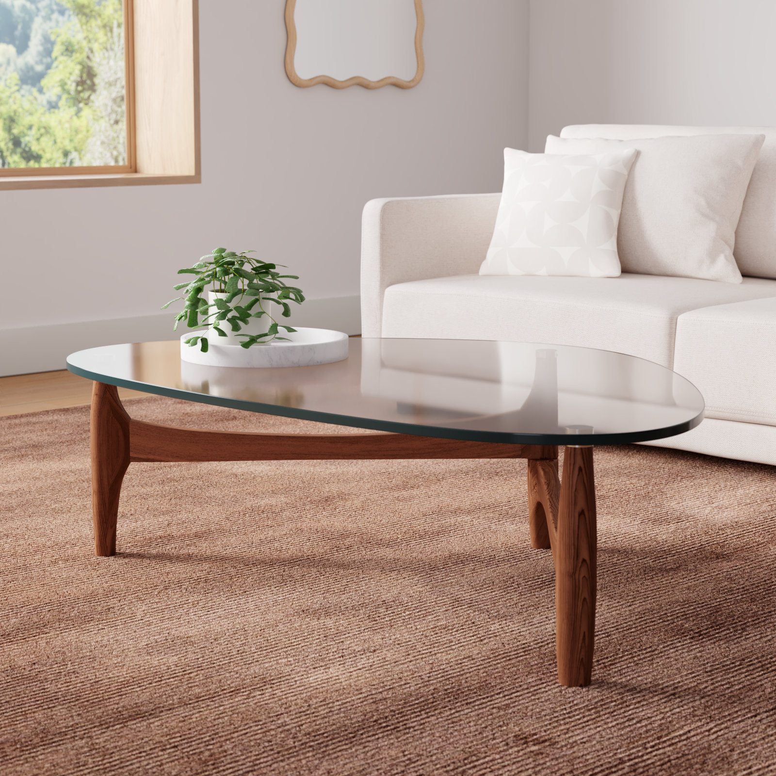 Etna Coffee Table, 14" H x 51" L x 31.5" W, Walnut
