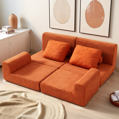 No-assembly Minimalist Casual Sofa-ideal For Primary Living Space Lounging