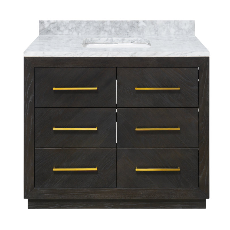 Ensemble de meuble-lavabo simple 42 po Rumalda, Chêne foncé
