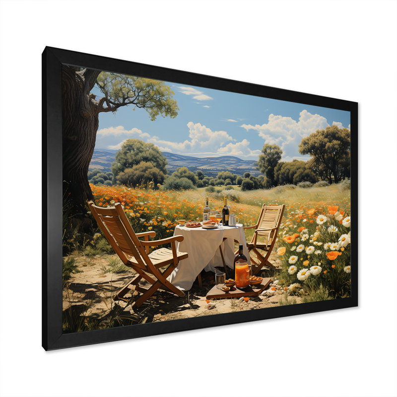 Joyeux rassemblement de pique-niques pour deux - pique-nique, art mural, impressions sur toile, H 24 po x l 32 po x P 1 po