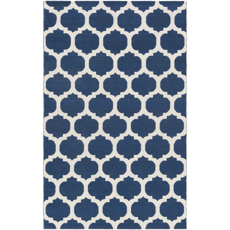 Tapis intérieur bleu/gris clair tissé à la main en laine prusse Stonebridge, Rectangle 8 pi x 10 pi