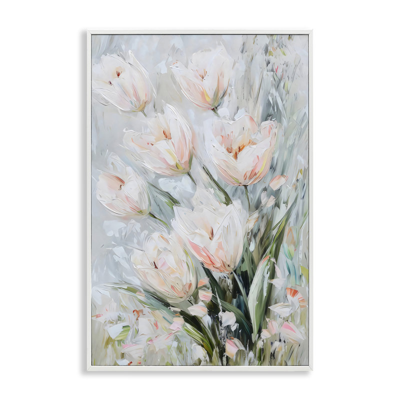 Fleurs printanières giclées, design par LSR Creative Studio, H 30 po x l 20 po, Estampe numérique encadrée blanc bord de mer