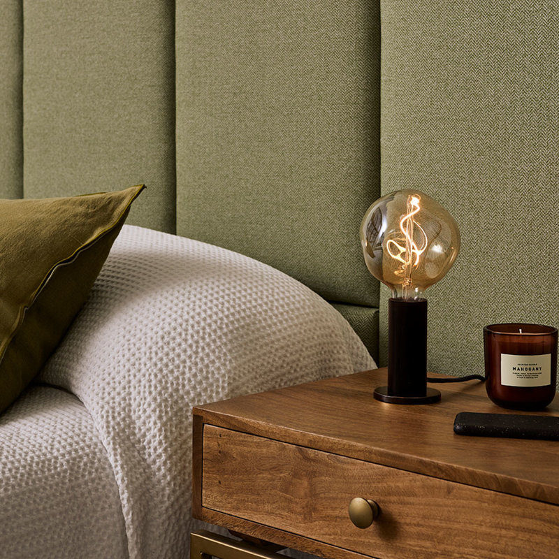 Knuckle Table Lamp in Walnut With Voronoi-I,  Blackened Oak