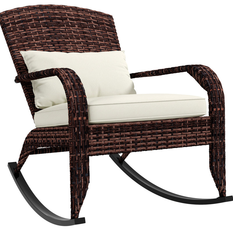 Chaise Adirondack à bascule en rotin Brookdale, Blanc/noyer