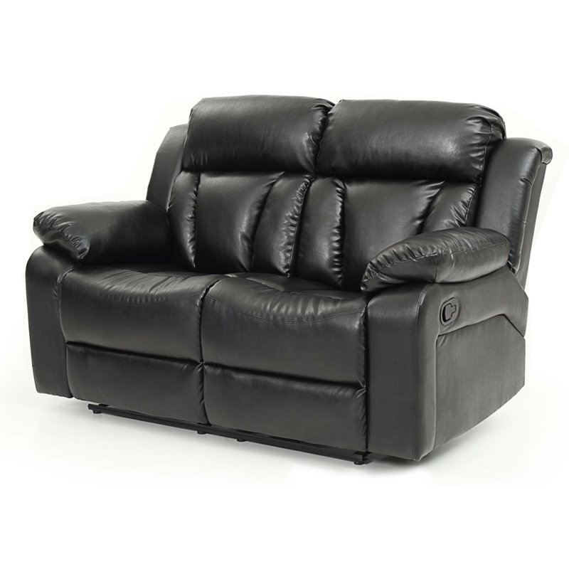 Barukh Faux Leather Recliner, Black Faux Leather
