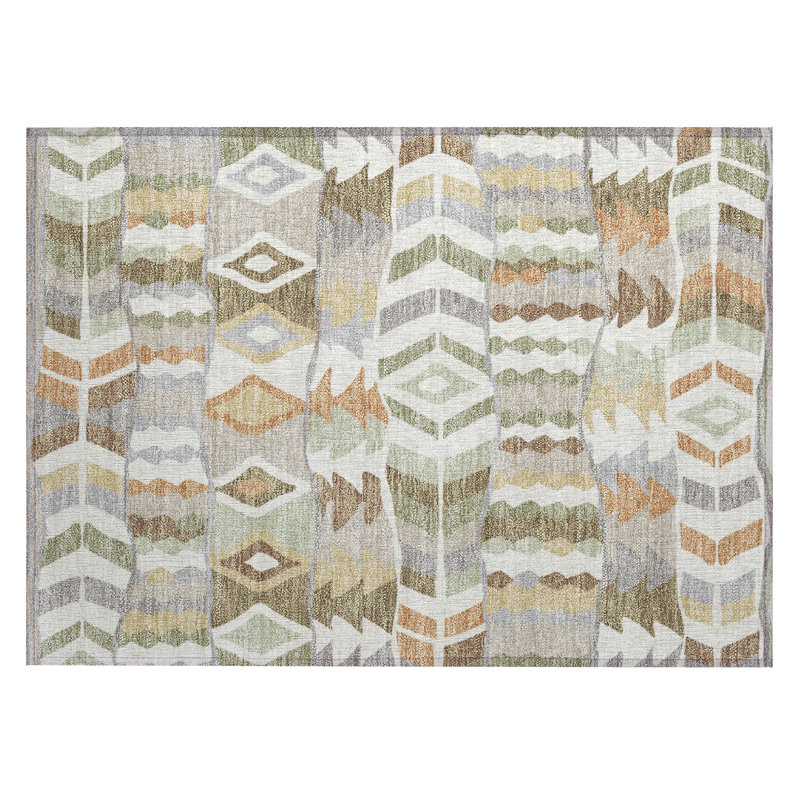 Machine Washable Indoor/Outdoor Chantille ACN2844 Lodge Rug, Ivory, 2'6" x 3'10"