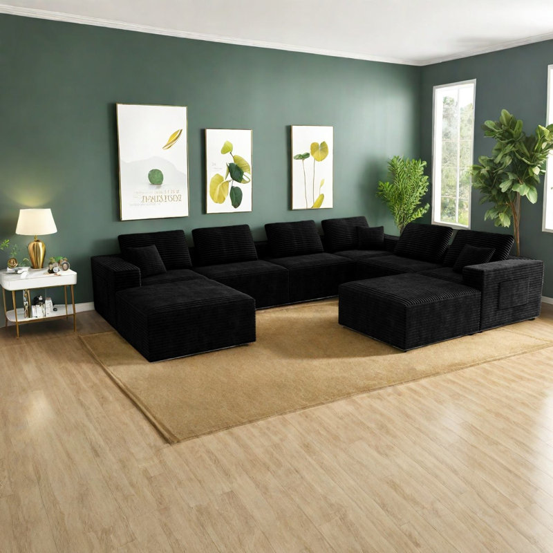 Compression Sectionals Foam Corduroy Modern Modular Sofa For Home