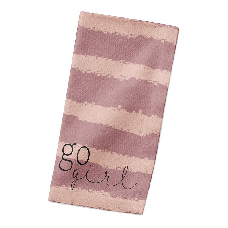 Ednamae Cotton Striped Square Napkin, Light Pink/Purple