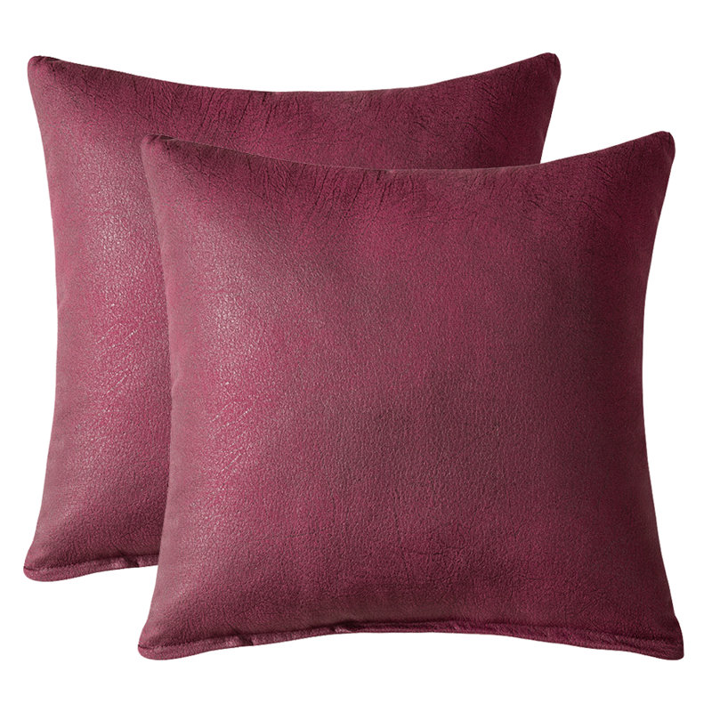 Faux Leather Reversible Pillow Cover, 18" x 18", Red