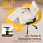 Chaise de bureau beige à pieds croisés avec assise large et repose-pieds à 360 °-132923549
