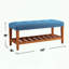 Banc rembourré avec rangement ouvert et finition chêne-571136546