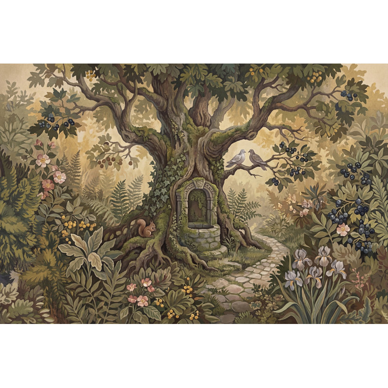 Décoration murale murale Woodland Landscape, 100 po x 96 po, Peler et coller