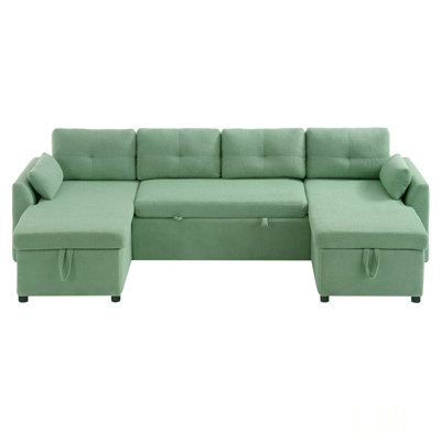 Modern U-Shaped Sectional Sofa Bed With Storage And USB Ports,  For Small Spaces And Guest Accommodation