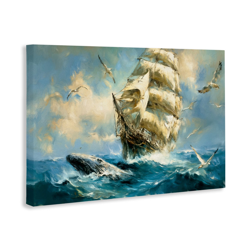 Toile Clipper Ship & The Whale, conception de Tina LeCour, H 16 po x l 24 po