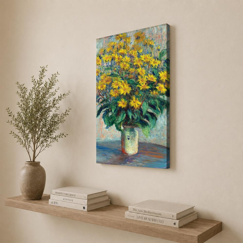 Fleurs d'artichauts de Claude Monet - Graphisme sur toile, H 36 po x l 24 po, Toile tendue, Ne s’applique pas