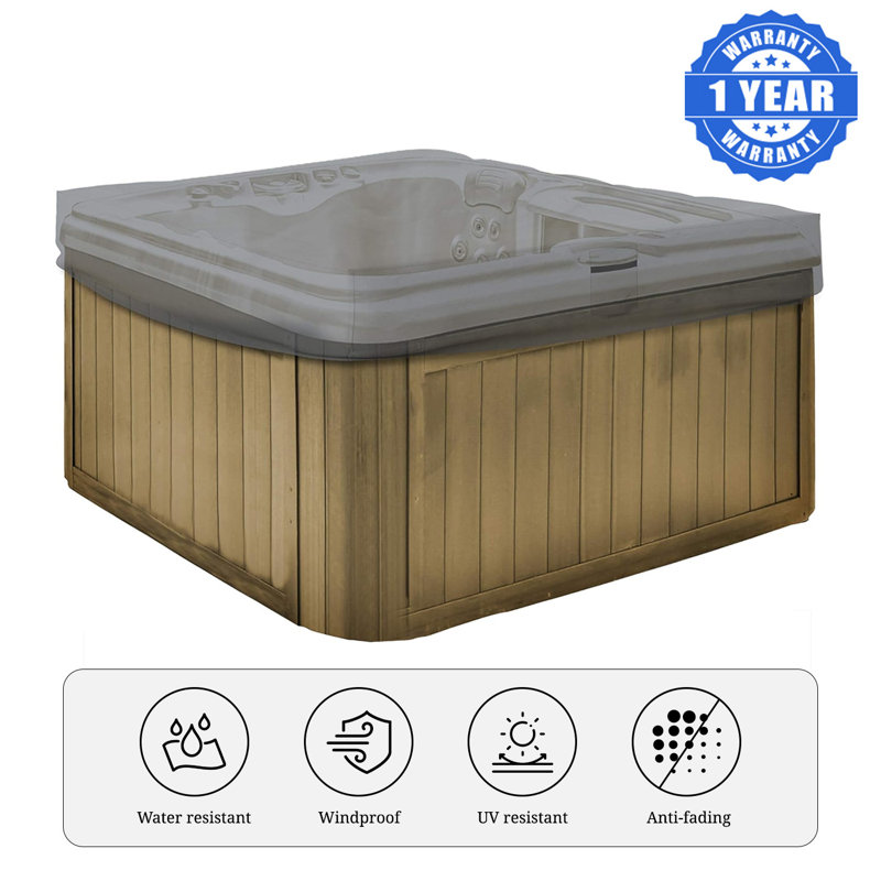 Hot Tub Jacuzzi Outdoor Gazebo Covers/ Cover for Square Hot Tub, Waterproof UV & Weather Resistant Protector, Grey