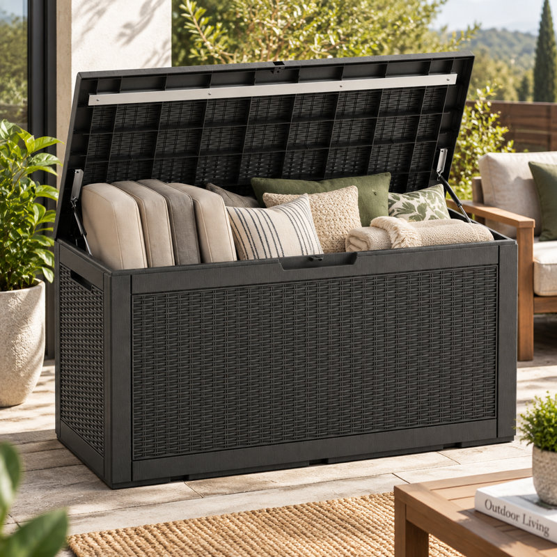 Boîte de rangement 110 gallons, 24.5" H x 48" W x 21.5" D, Noir