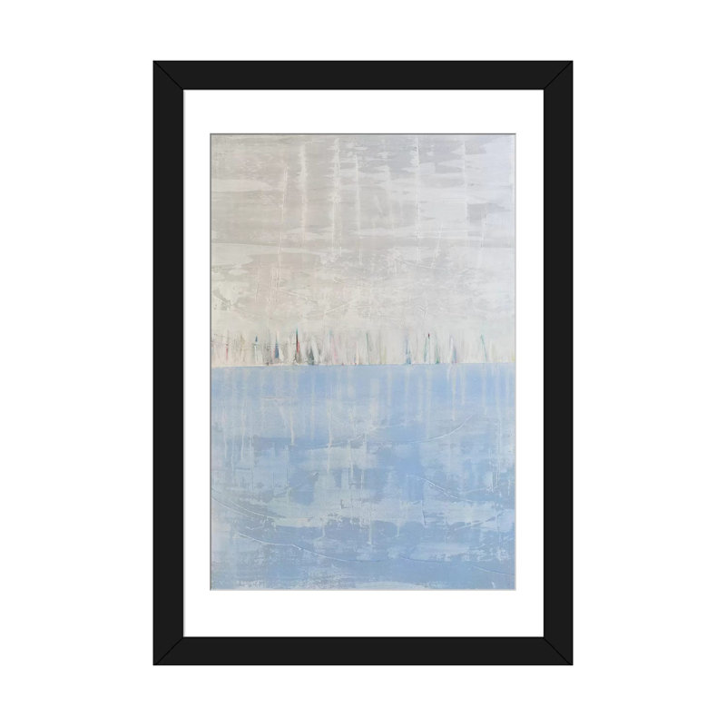 « regatta », reproduction sur toile, H 24 po x l 16 po x P 1 po, Papier d'art encadré noir, Blanc