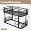 Lit superposé simple TG au-dessus de simple TG avec échelles et garde-corps, structure en métal à tuyaux ronds améliorés, élégant et polyvalent pour toutes les pièces, adolescents et adultes, noir-432435372