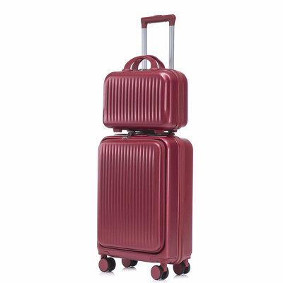 14 "/ 20" 2 pièces / ensemble dans un bagage à roulettes en ABS, avec serrure à combinaison et ouverture avant, étui à cosmétiques 14 "