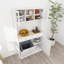 Grande armoire de rangement de cuisine avec 3 tablettes réglables, 2 tiroirs et 1 armoire à ordures inclinable