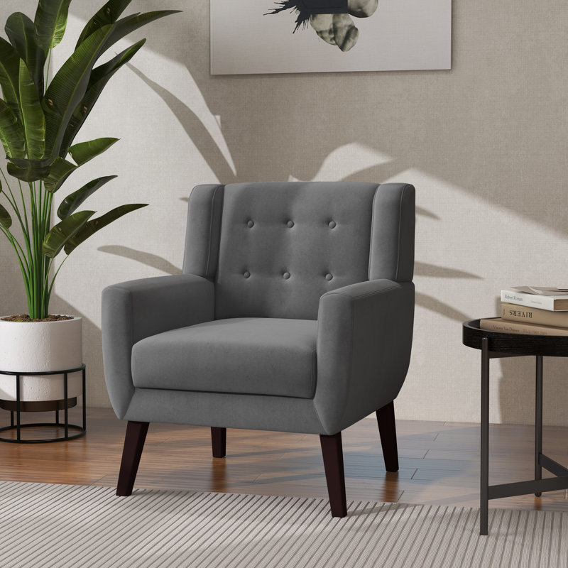 Jaqueze 73.4 Cm Wide Tufted Armchair, Grey Velvet