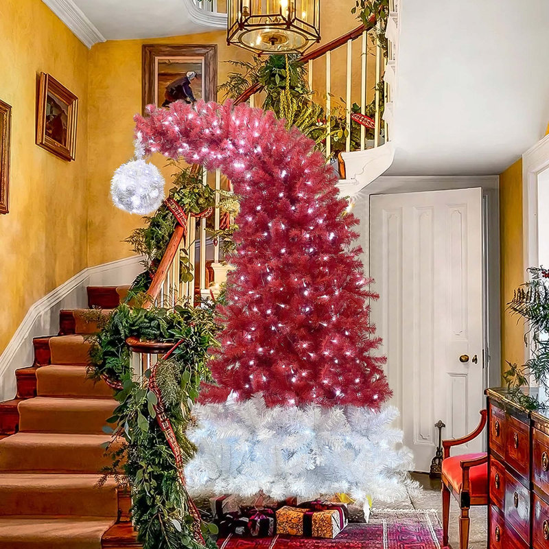 Arbre de Noël artificiel régulier (double) avec aiguilles rouges et blanches