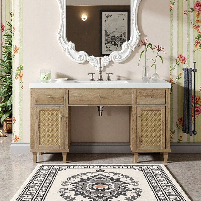 Meuble-lavabo 60 po avec tiroir SMC et tiroirs à fermeture en douceur, Bois