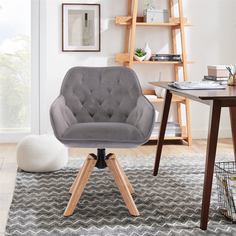 Chaise longue en velours capitonné 22,44 po Caralyn, Velours gris