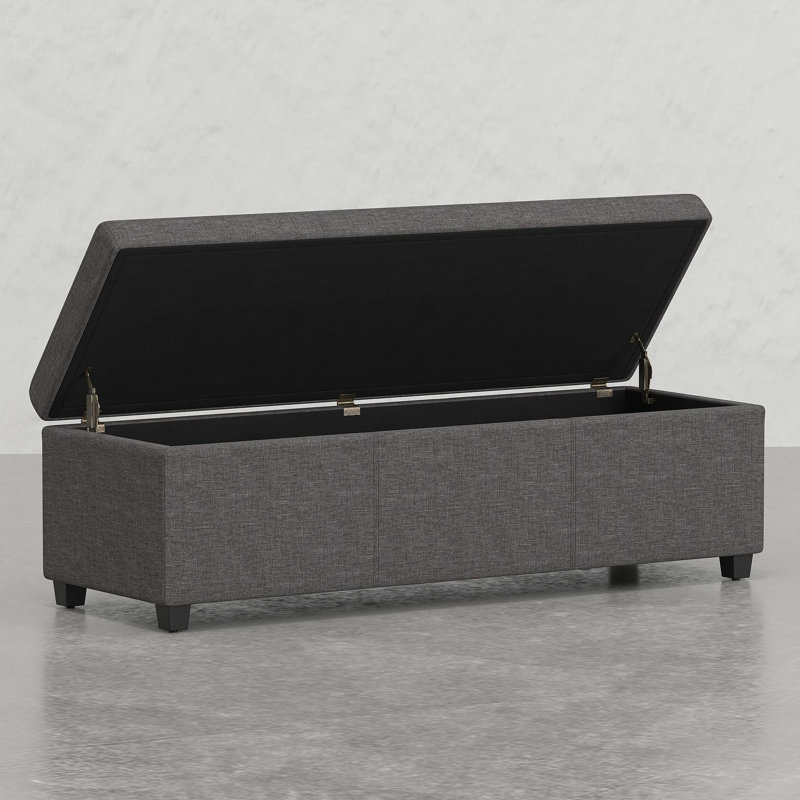 Très grand banc de rangement avec repose-pieds Lincoln, Gris