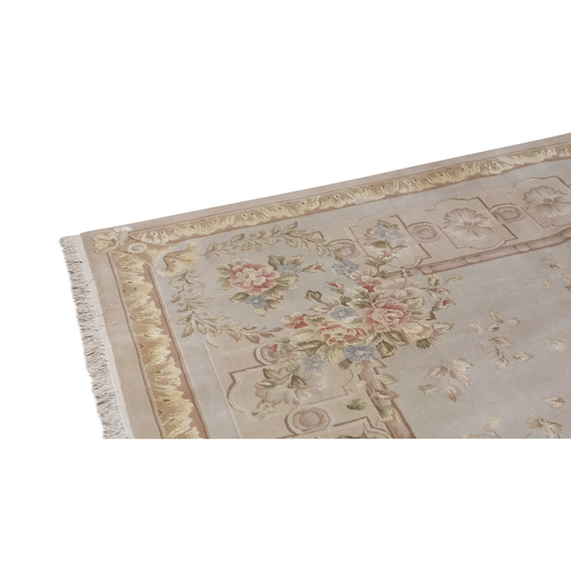 Tapis beige / brun / gris noué à la main de haute qualité