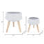 Set of 2 Resin and Magnesia Planters with Beech Wood Stands - Modern Elevated Indoor Outdoor Decorative Plant Holders for Stylish Display.-1422079921
