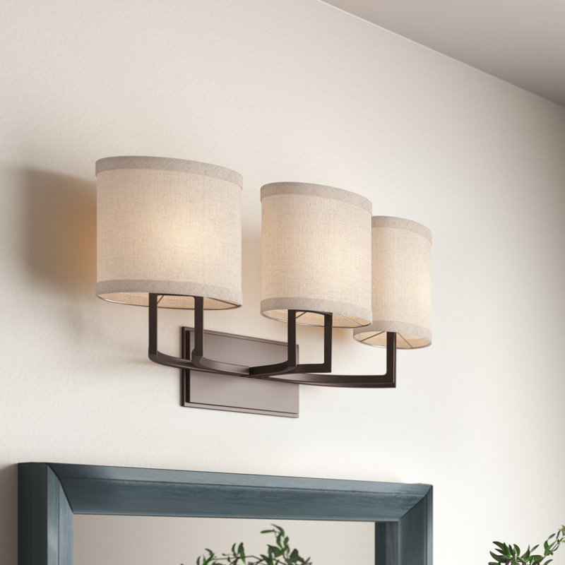 Addyson 3 - Light Dimmable Vanity Light, Hazel Bronze / Khaki Fabric