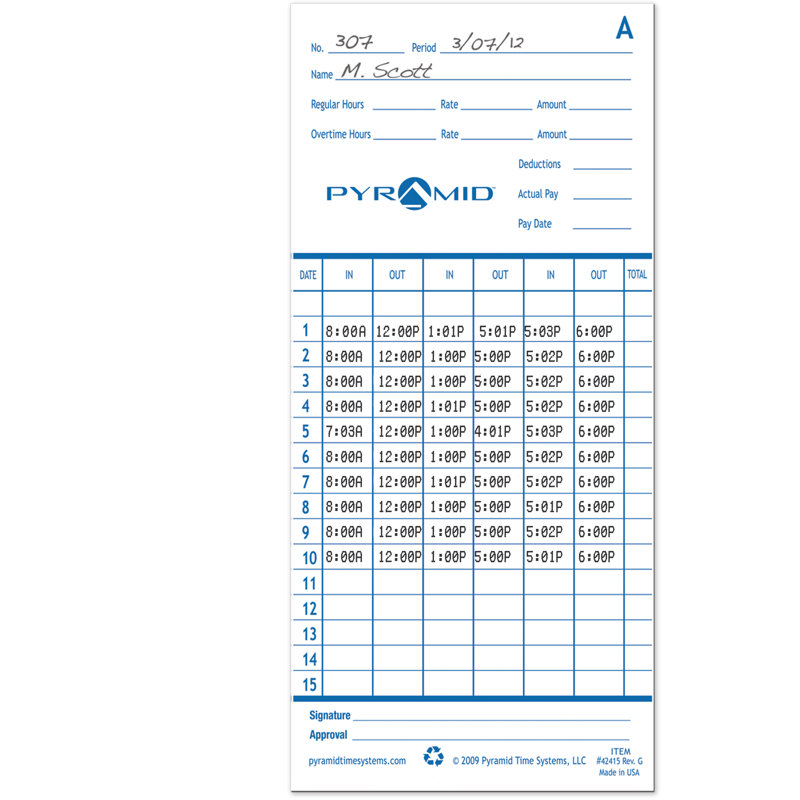 English/French Time Card