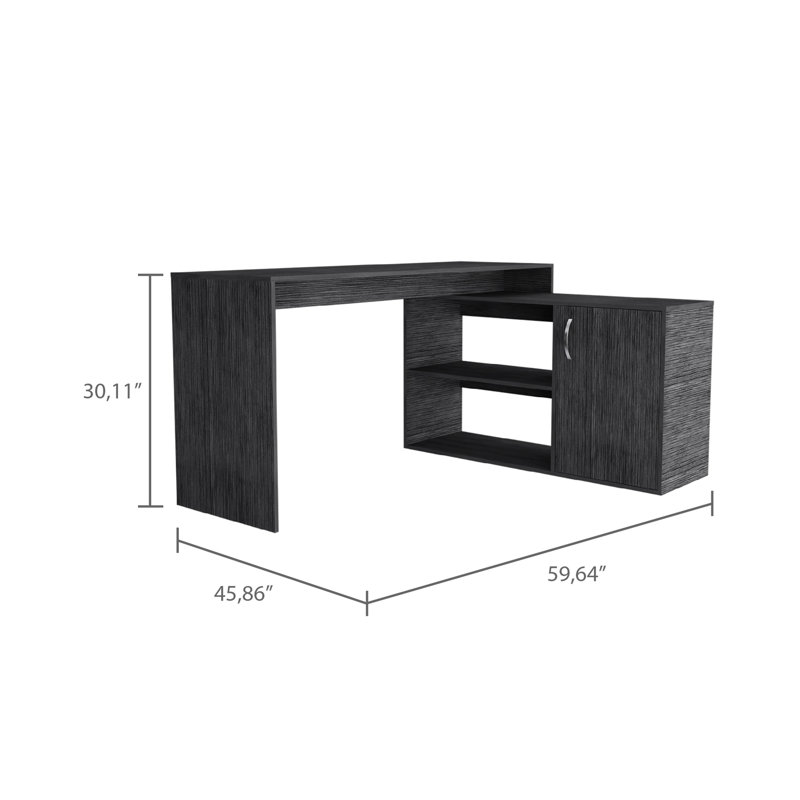 Axis 60" Grey L Shape Computer Desk, Smoky Oak