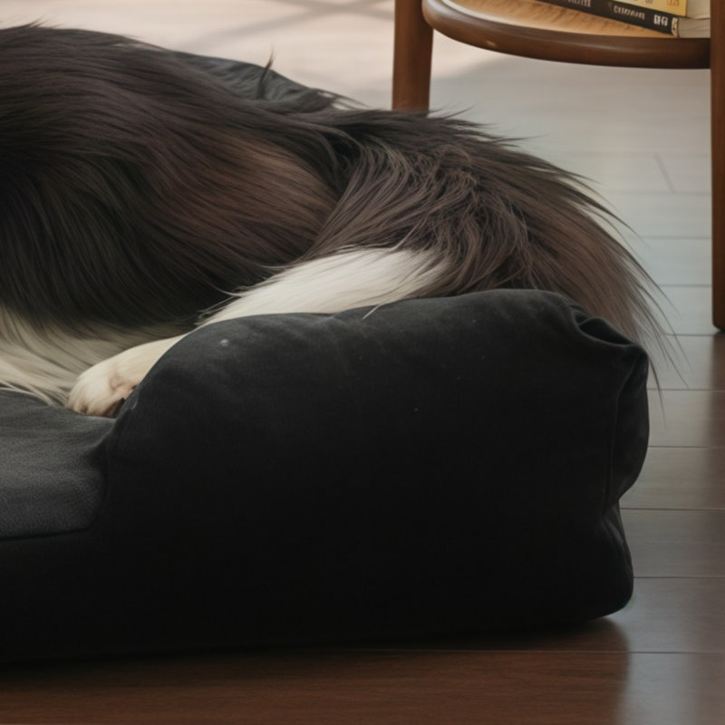 Grand canapé-lit orthopédique pour grand chien, mousse haute densité, doublure imperméable amovible et lavable, antidérapant, noir.