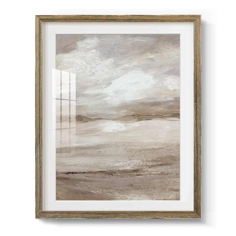 Neutral Winding Paths II, reproduction encadrée, Blanc, Papier avec cadre noyer