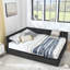 Grand lit capitonné avec rangement capitonné, cadre de canapé-lit avec dossier et accoudoirs confortables, grand lit pour chambre à coucher, salon, velours, noir-966484667-966484671