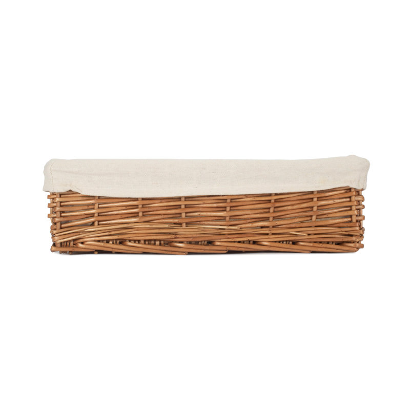 Wicker Lined Storage Tray Basket, 21cm W x 32cm D