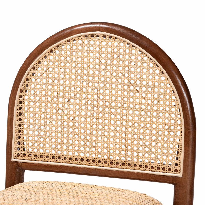 Maryland Natural Rattan and Acacia Wood Bohemian Counter Stool