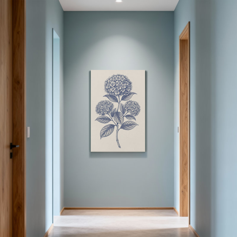Plantes et fleurs hortensia floral bleu avec feuilles, H 18 po x l 12 po