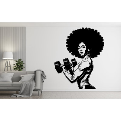 Gym Wall Decal Afro Girl Power Fitness Quote Decor Workout Art Vinyl Gym Wall Stickers Bedroom Gym Workout Girl Motivation Crossfit
