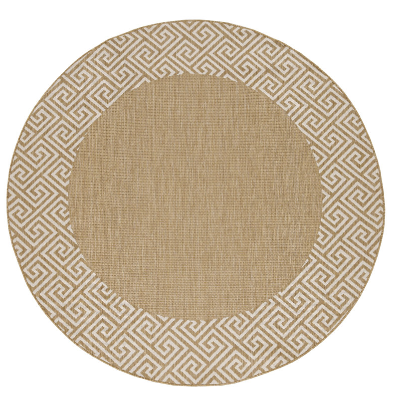 Tapis carré carré touffeté à motif géométrique, Rond 7 pi 10 po