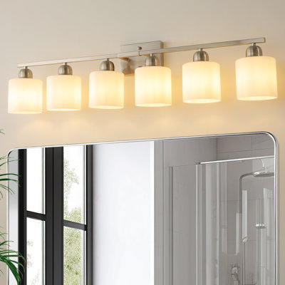  Éclairage de salle de bain à intensité variable 6 lumières avec abat-jour en verre de lait givré