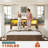 Farmhouse King Size Bed Frame With 51" Tall Storage Headboard & 4 Drawers, Wooden Bed Frame King Size with LED Light, Charging Station, No Spring Needed-12953378-12953376